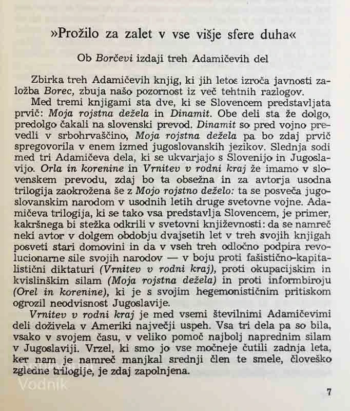 MOJA ROJSTNA DEŽELA, Louis Adamič