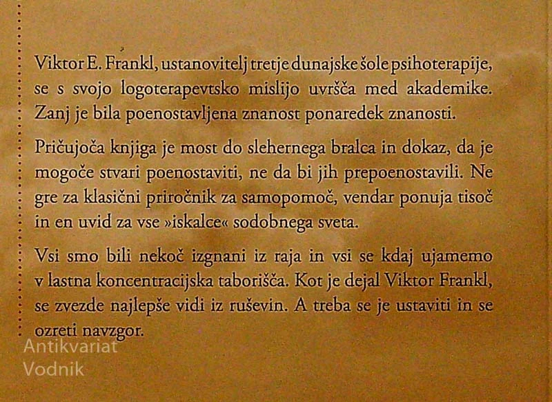 HOJA ZA SMISLOM; VIKTOR FRANKL; LOGOTERAPIJA IN ŽIVLJENJE, Joseph B. Fabry