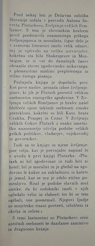 ŽIVLJENJE VELIKIH GRKOV, Plutarh