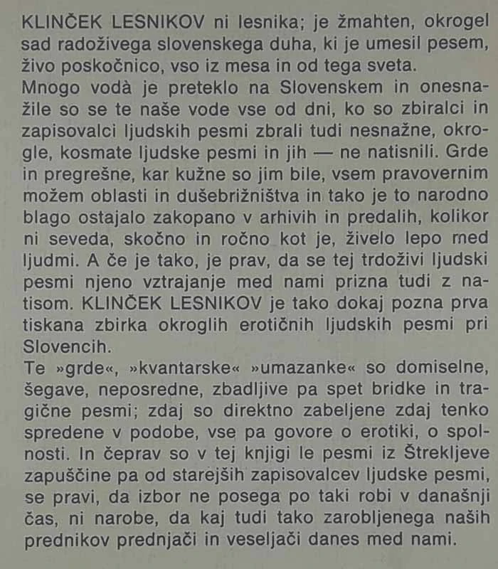 KLINČEK LESNIKOV, zbral in uredil Marko Terseglav