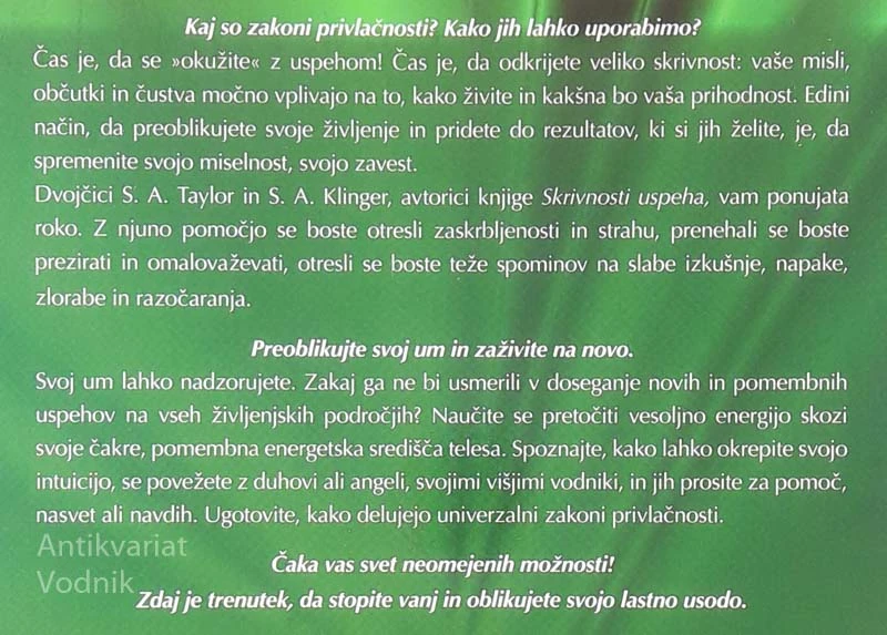SKRIVNOSTI USPEHA, Sandra Anne Taylor in Sharon A. Klinger