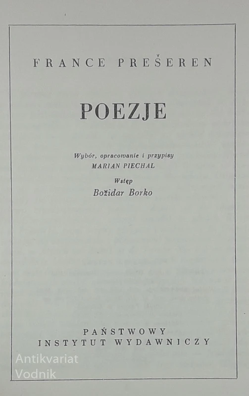 POEZIJE, France Prešeren
