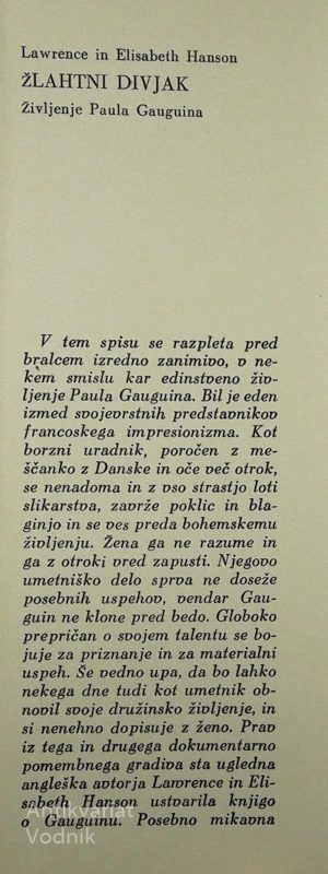ŽLAHTNI DIVJAK, Lawrence in Elizabeth Hanson