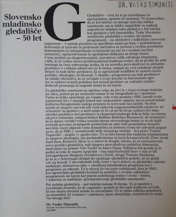 SLOVENSKO MLADINSKO GLEDALIŠČE, 5X10 LET