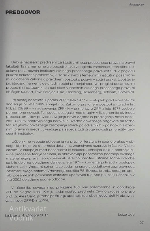 CIVILNO PROCESNO PRAVO, Lojze Ude