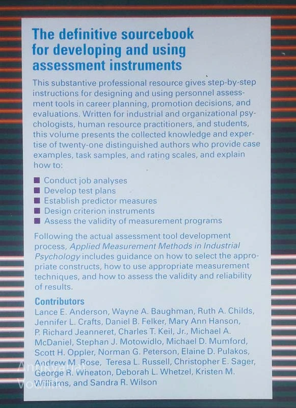 APPLIED MEASUREMENT METHODS IN INDUSTRIAL PSYCHOLOGY, več avtorjev