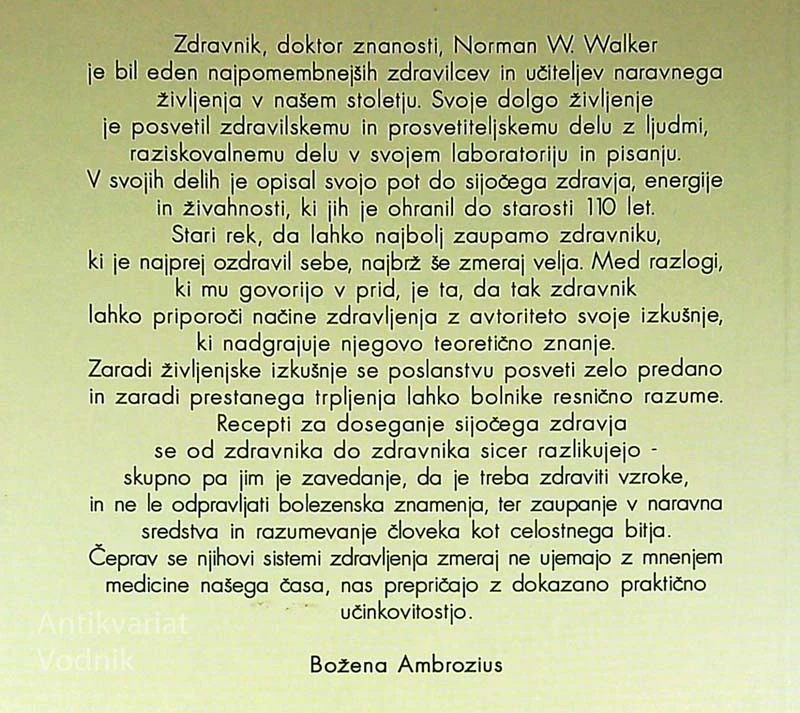 SVEŽI ZELENJAVNI IN SADNI SOKOVI, Norman W. Walker