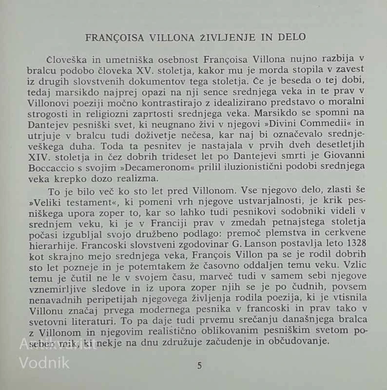 VELIKI TESTAMENT, Francois Villon