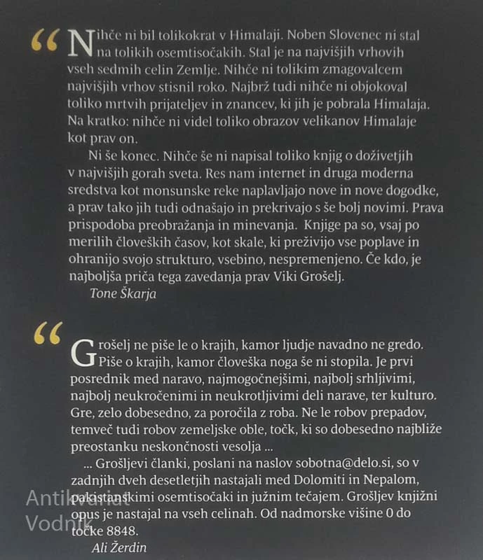 40 LET MOJIH SOOČANJ S HIMALAJO, Viki Grošelj (podpis avtorja)