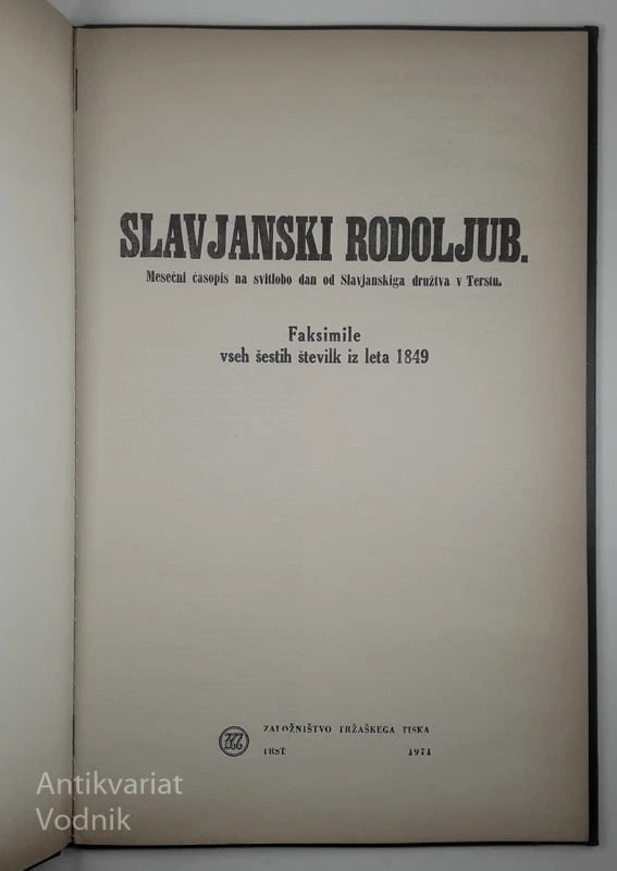 SLAVJANSKI RODOLJUB, Trst 1849, faksimile šestih številk