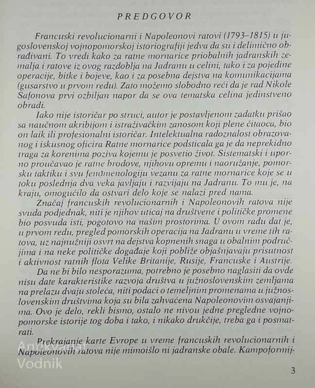 RATOVI NA JADRANU 1797-1815, Nikola Safanov
