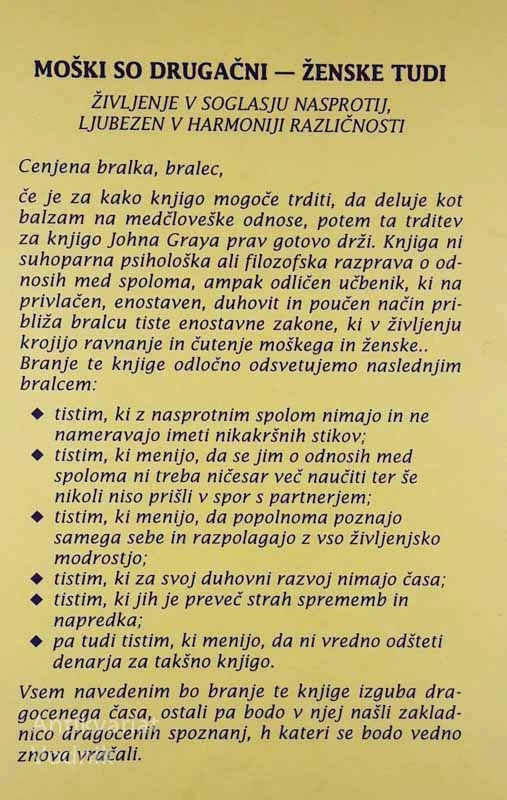 MOŠKI SO DRUGAČNI, ŽENSKE TUDI, Dr. John Gray