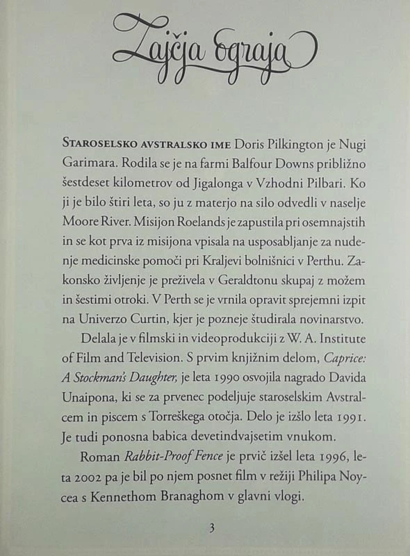 LISIČJA OGRAJA, Doris Pilkington