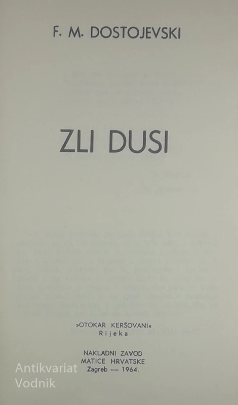 ZLI DUSI, F. M. Dostojevski