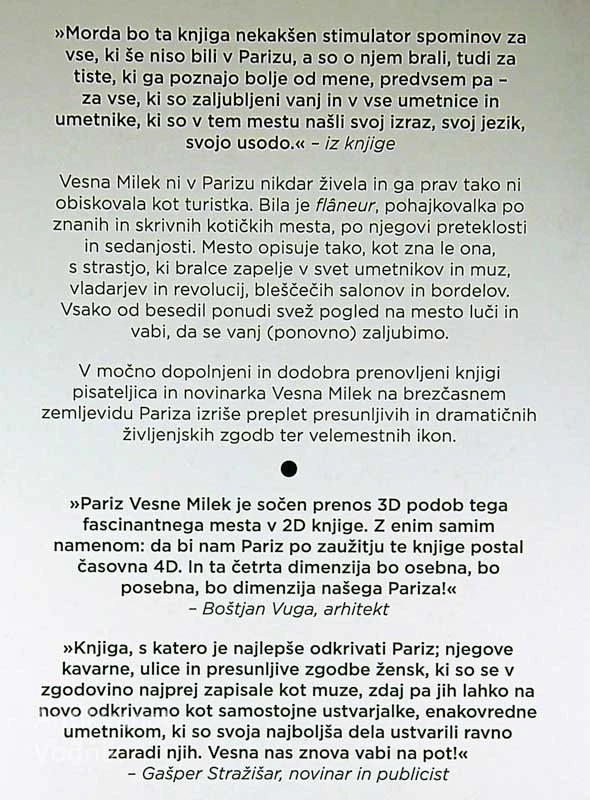 PARIZ, LJUBEZNI IZ DRUGIH ČASOV, Vesna Milek (podpis avtorice)