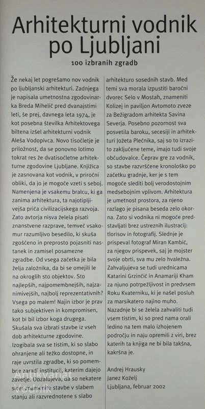 ARHITEKTURNI VODNIK PO LJUBLJANI, Hrausky & Koželj