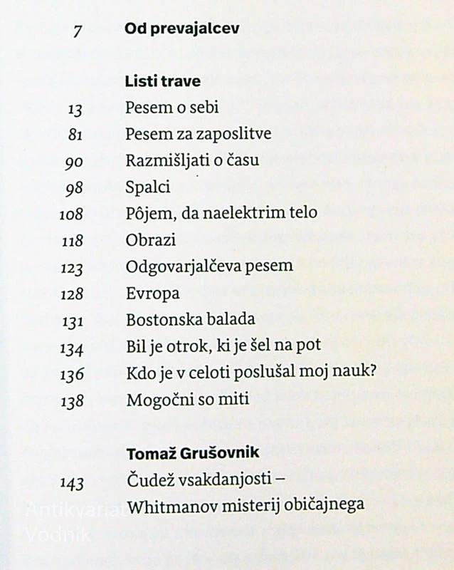 LISTI TRAVE, Walt Whitman