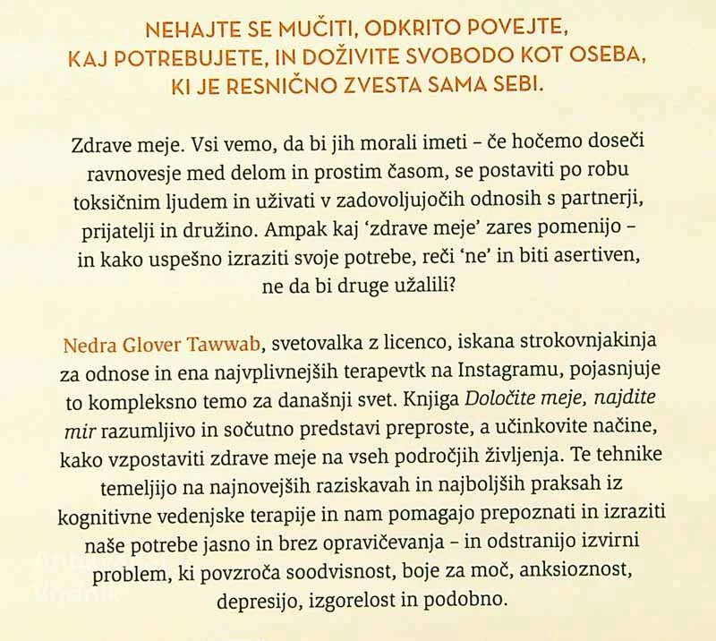 DOLOČITE MEJE, NAJDITE MIR; KAKO SE UVELJAVITI IN POSKRBETI ZASE, Nedra Glover Tawwab