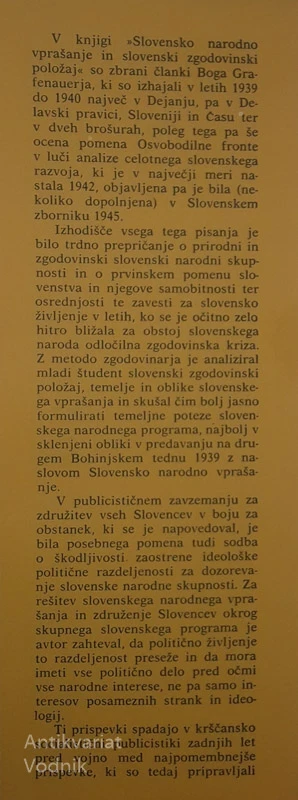 SLOVENSKO NARODNO VPRAŠANJE, Bogo Grafenauer