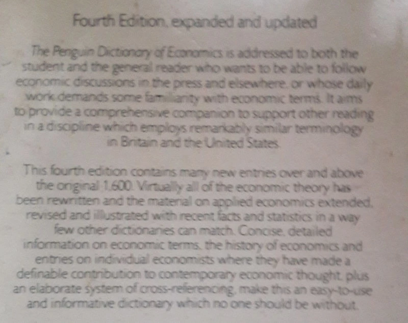 THE PENGUIN DICTIONARY OF ECONOMICS, Graham Banock, R. E. Baxter and Davis