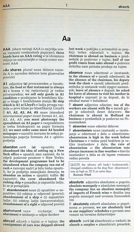 ANGLEŠKO – SLOVENSKI, SLOVENSKO – ANGLEŠKI POSLOVNI SLOVAR