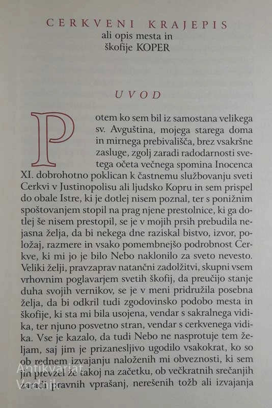 CERKVENI KRAJEPIS ali opis mesta in škofije JUSTINOPOLIS, Pavel Naldini
