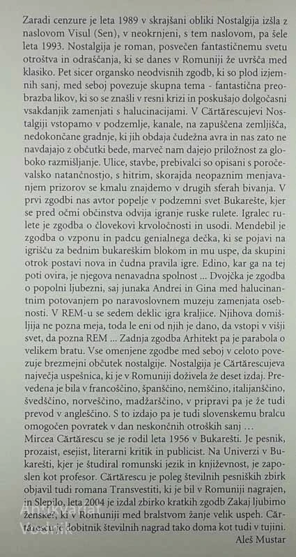 NOSTALGIJA, Mircea Cartarescu