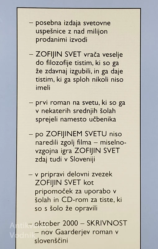 ZOFIJIN SVET, Jostein Gaarder