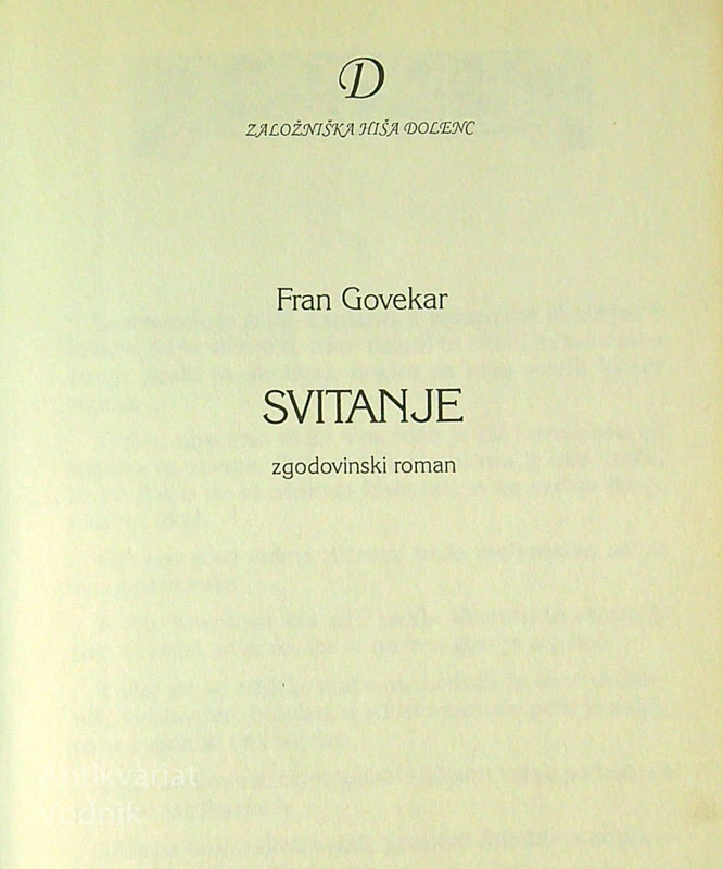 SVITANJE, Fran Govekar