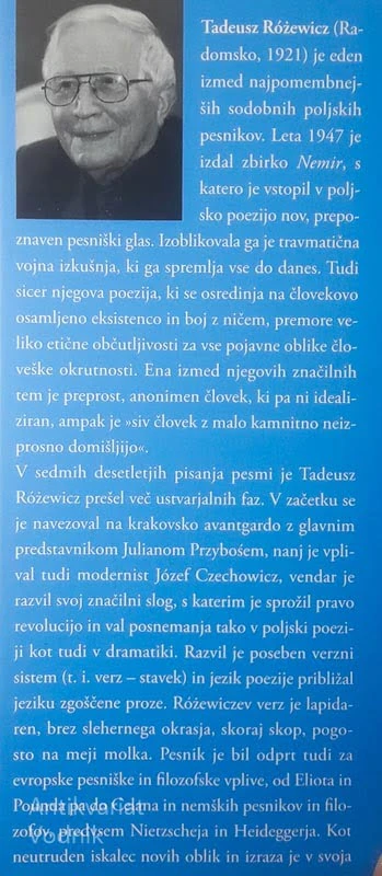 ZAPISANO NA VODI, Tadeusz Różewic
