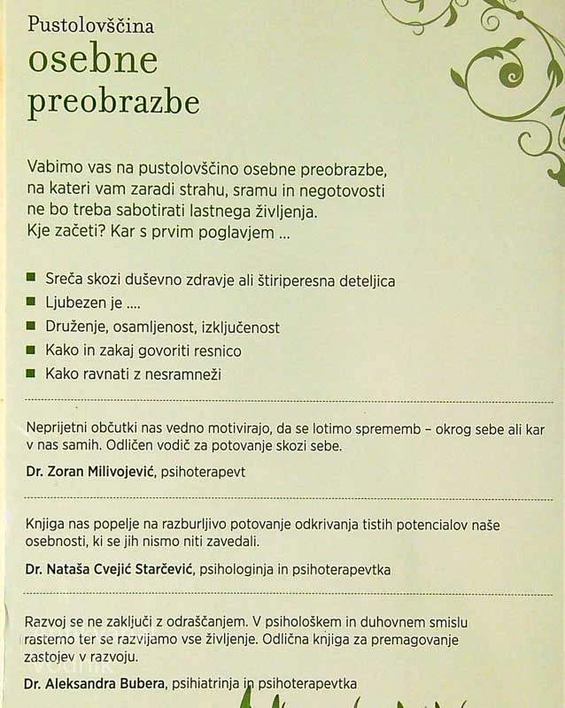 PUSTOLOVŠČINA OSEBNE PREOBRAZBE 1 – 3, Ljubica Uvodić – Vranić