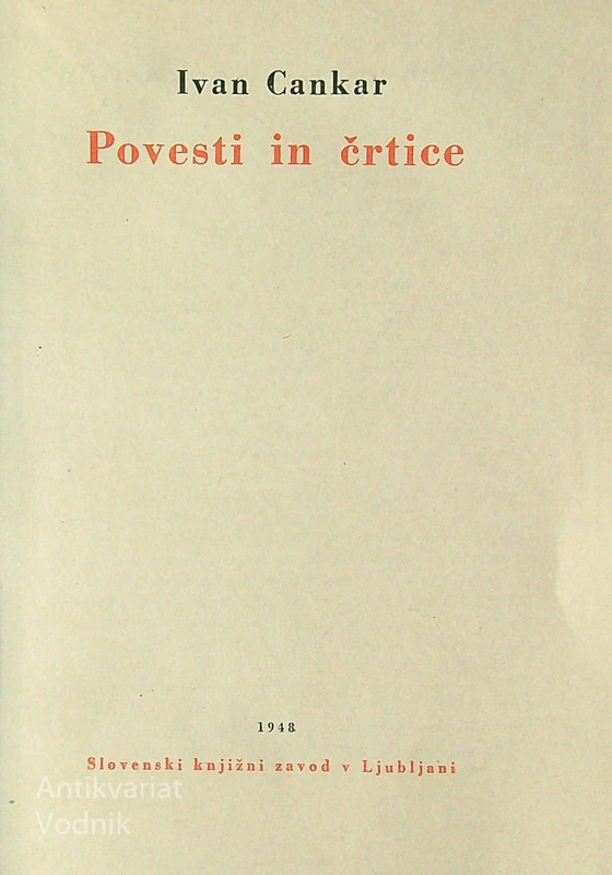 POVESTI IN ČRTICE, Ivan Cankar