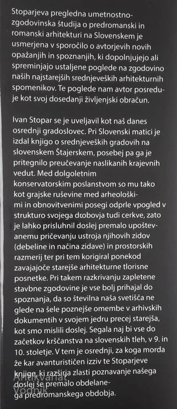 ARHITEKTURA PREDROMANIKE IN ROMANIKE V SLOVENIJI, Ivan Stopar