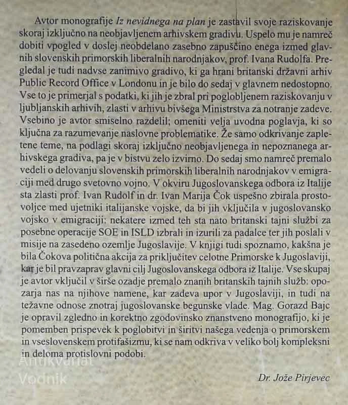 IZ NEVVIDNEGA NA PLAN, Gorazd Bajc
