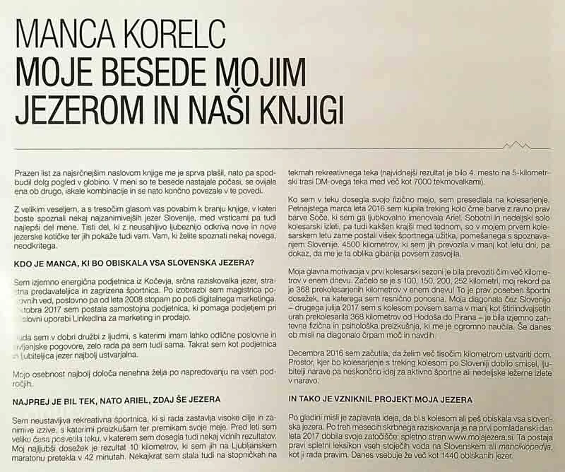 JEZERA SLOVENIJE; NAJ 101 JEZERO, Manca Korelc