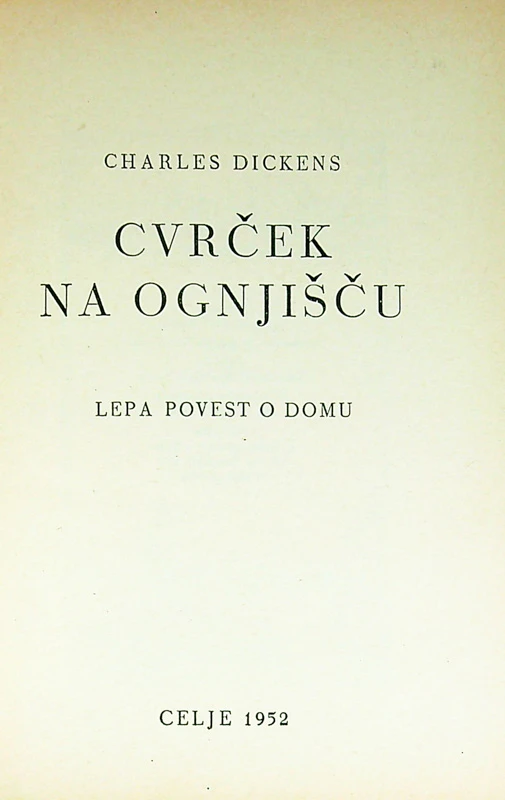 CVRČEK NA OGNJIŠČU, Charles Dickens
