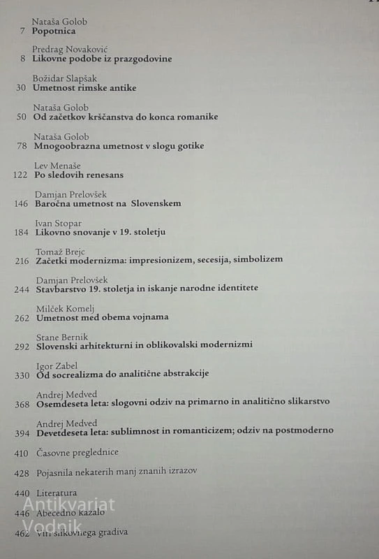UMETNOST NA SLOVENSKEM; OD PRAZGODOVINE DO DANES, več avtorjev