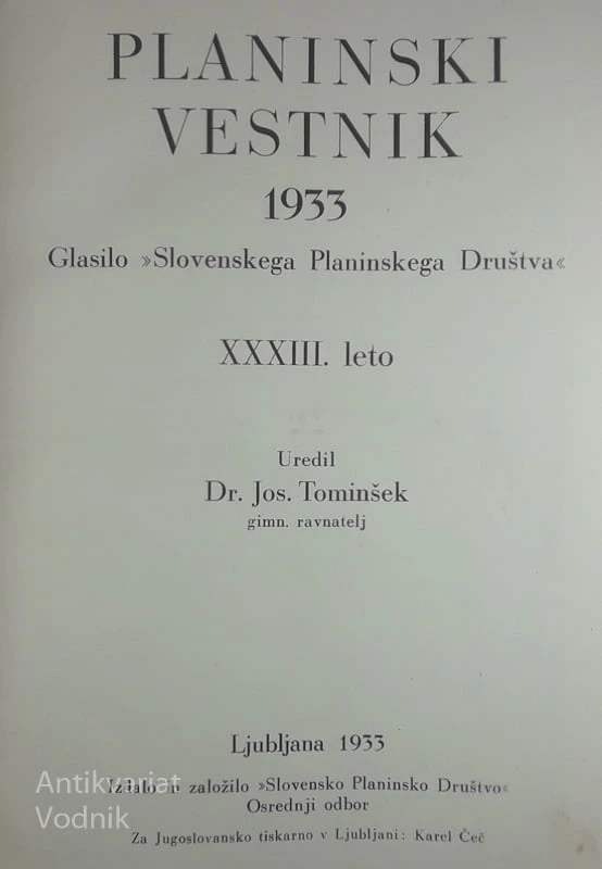 PLANINSKI VESTNIK 1933