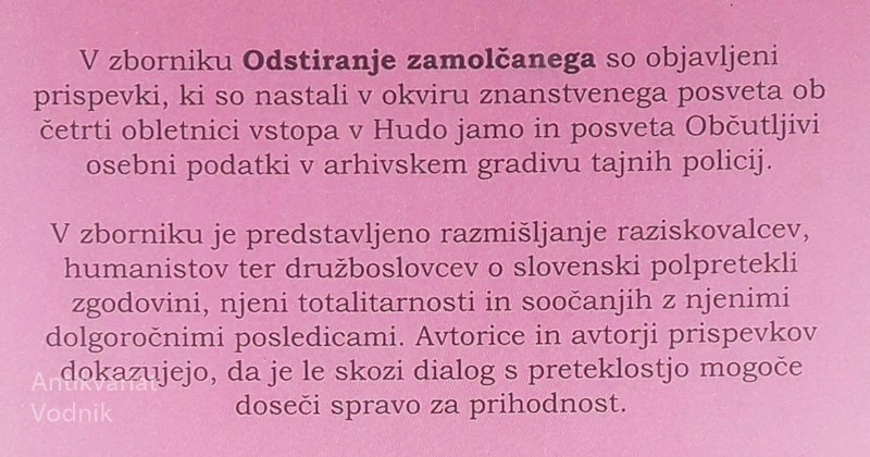 ODSTIRANJE ZAMOLČANEGA; ZBORNIK PRISPEVKOV, več avtorjev