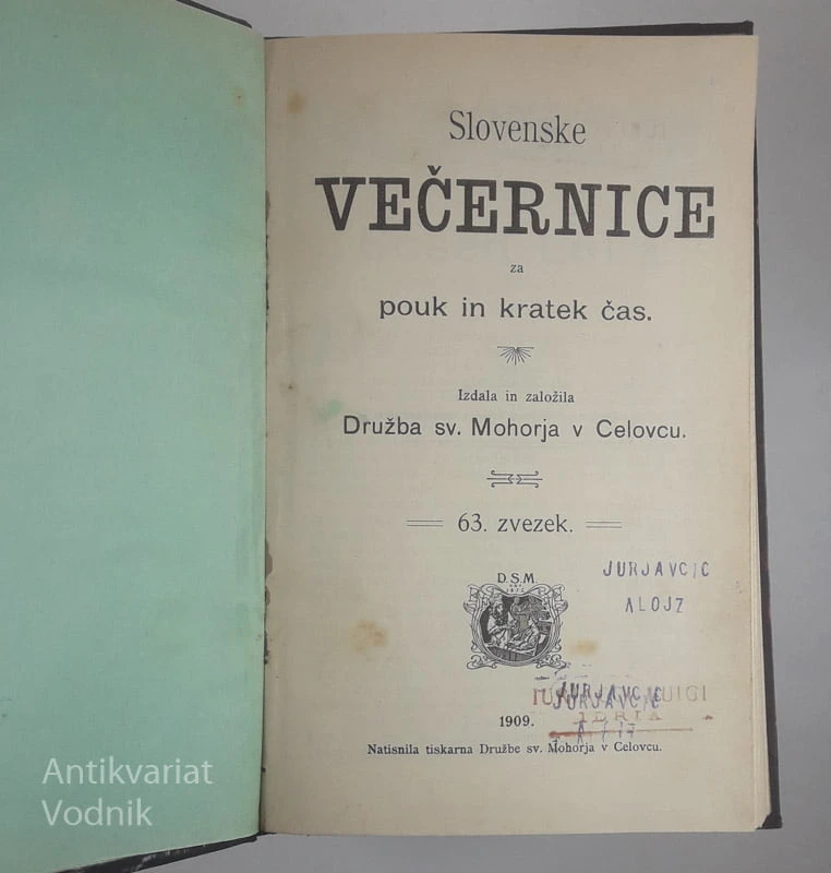 SLOVENSKE VEČERNICE ZA POUK IN KRATEK ČAS (63. zvezek)