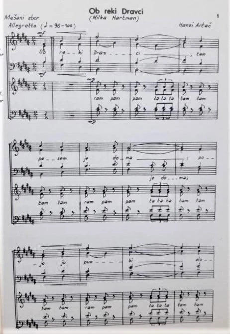 OB REKI DRAVCI, Hanzi Artač (25 pesmi za mešani pevski zbor)