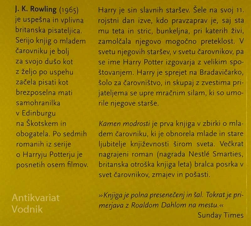 HARRY POTTER IN KAMEN MODROSTI, J. K. Rowling
