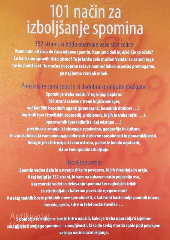 101 NAČIN ZA IZBOLJŠANJE SPOMINA; IGRE, TRIKI IN STRATEGIJE