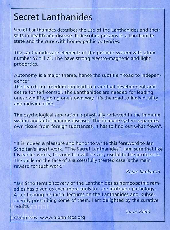 SECRET LANTHANIDES, Jan Scholten