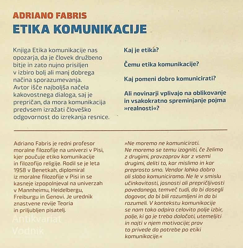 ETIKA KOMUNIKACIJE, Adriano Fabris