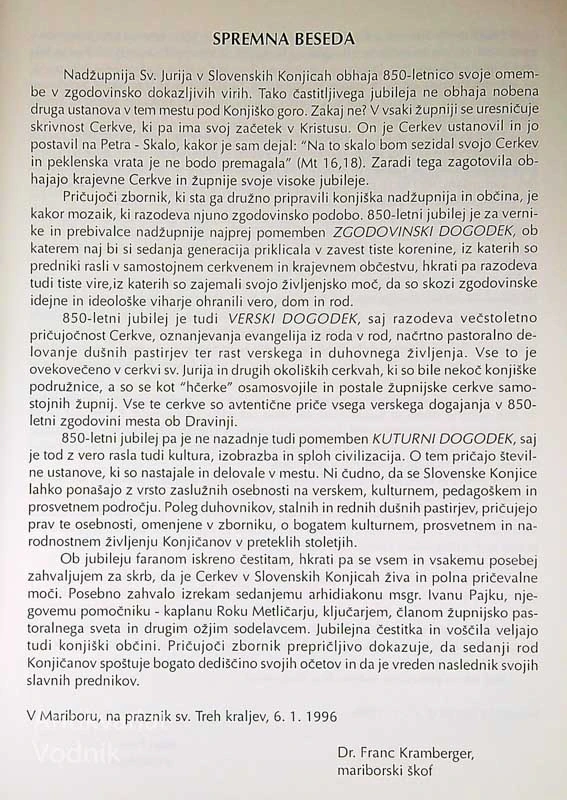 KONJIŠKO 1146 – 1996; 850 LET PRAŽUPNIJE
