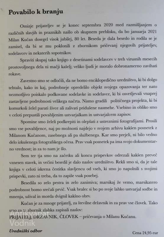 PRIJATELJ, DRŽAVNIK, ČLOVEK: PRIČEVANJA O MILANU KUČANU