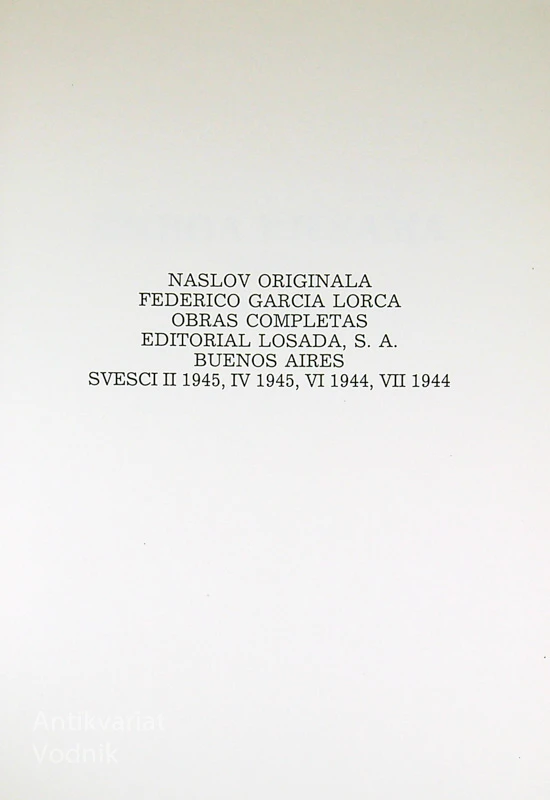 KNJIGA PJESAMA, Frederico Garcia Lorca