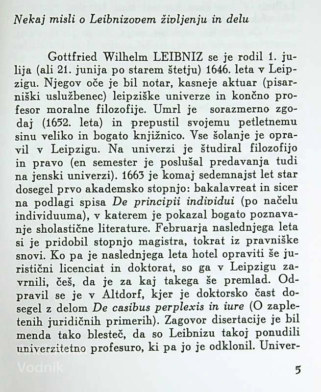 IZBRANI FILOZOFSKI SPISI, G. W. Leibniz