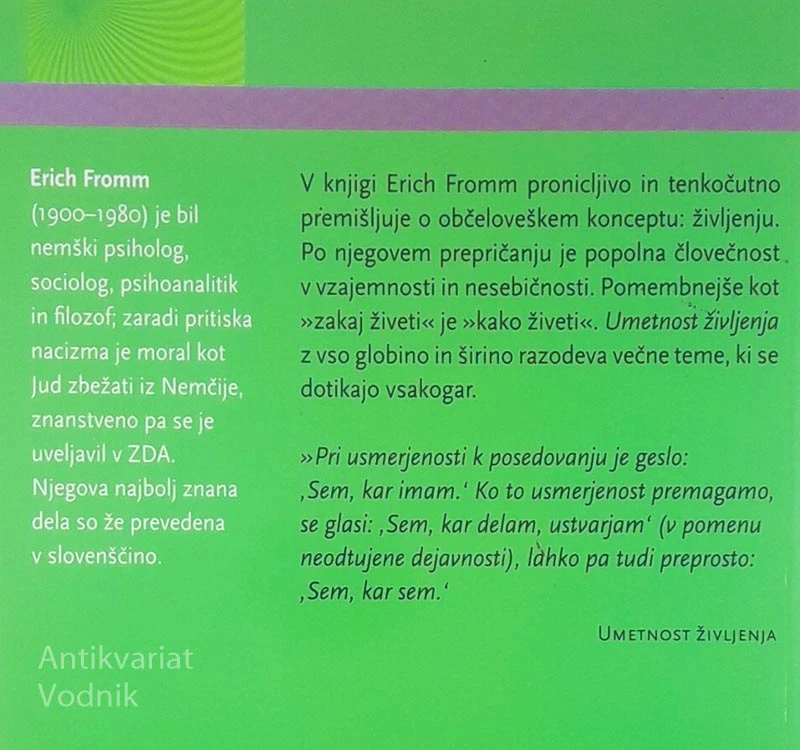 UMETNOST ŽIVLJENJA, Erich Fromm